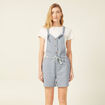 Combishort ceinturée bleu gris femme