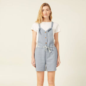 Combishort ceinturée bleu gris femme