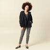 Parka oversize d&eacute;perlante &agrave; capuche noir femme