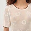 Pull droit court manches courtes ecru femme
