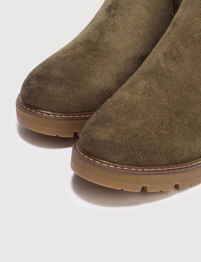 Bottines semelle gomme vert kaki femme