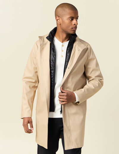 Trench mi-long col montant beige homme