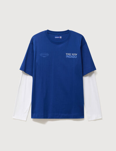T-shirt ample en coton manches courtes bleu electrique homme