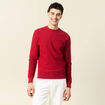 Pull fin col rond manches longues rouge fonc&eacute; homme