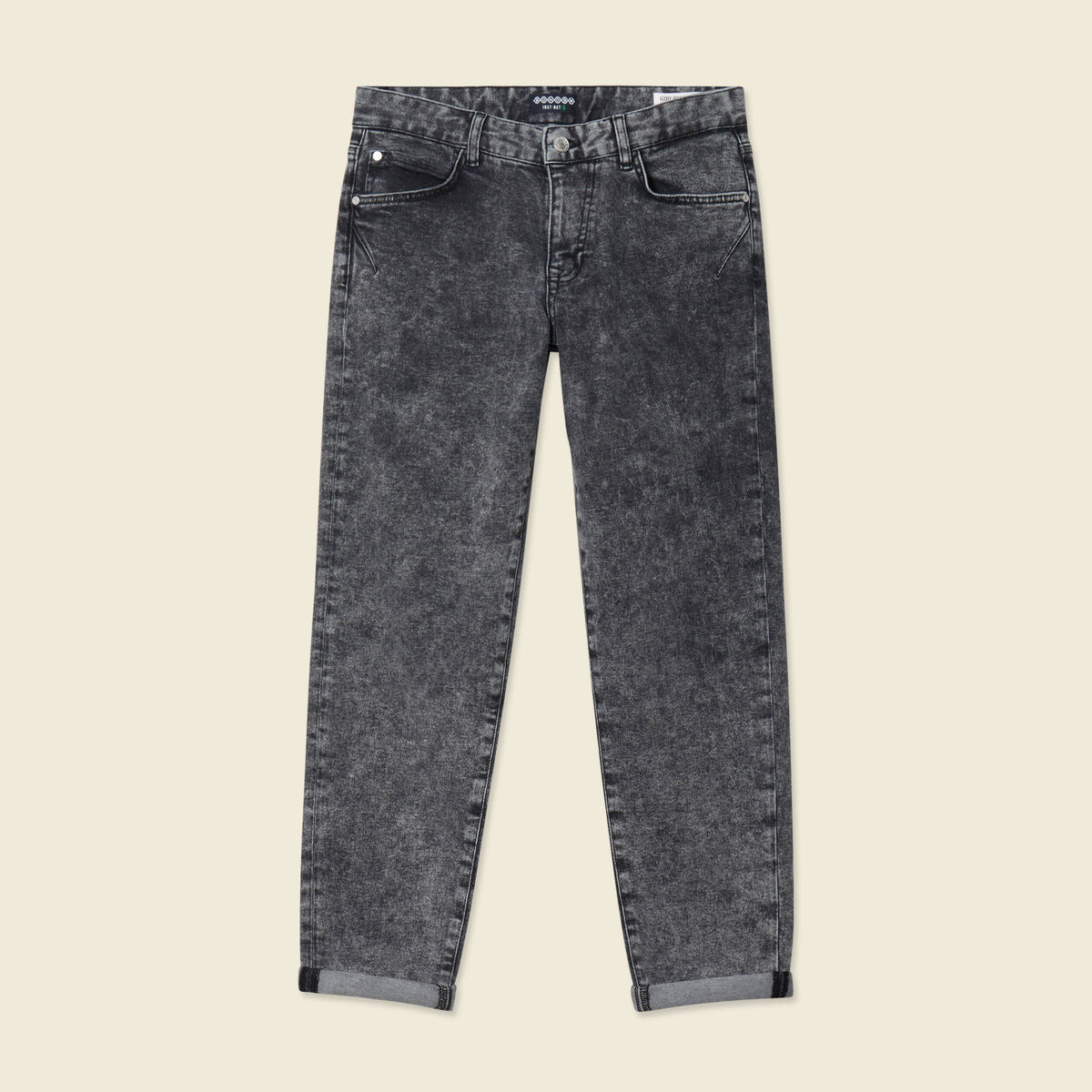 Jeans girlfriend 5 poches denim snow gris femme