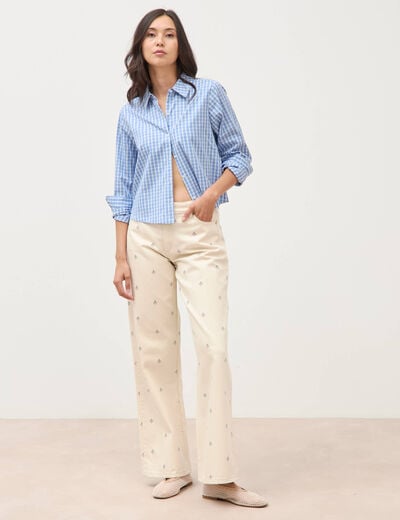 Jeans wide leg taille standard blanc femme