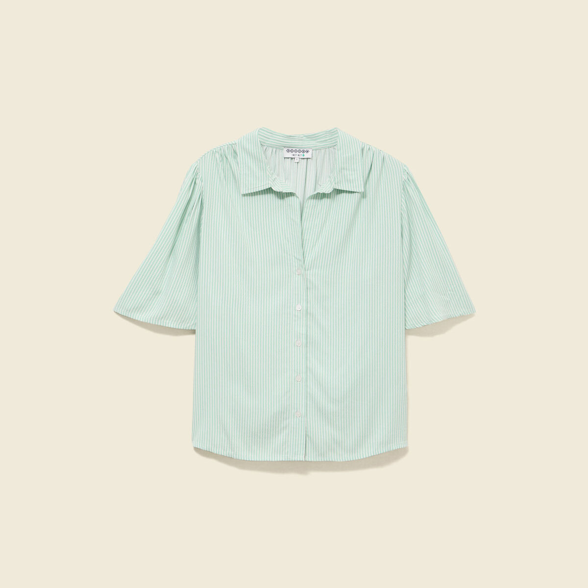 Chemise manches courtes vert pastel femme