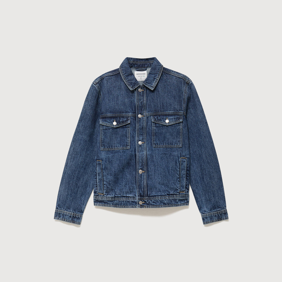 Veste droite en coton col classique denim stone homme