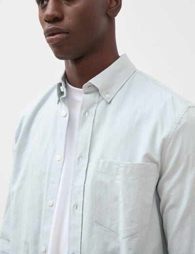 Chemise manches longues col am&eacute;ricain vert clair homme