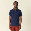 Polo cintr&eacute; en coton manches courtes bleu marine homme
