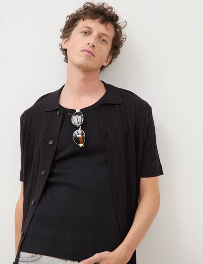 Chemise en coton manches courtes noir homme