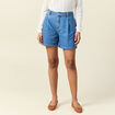Short droit en jean à pinces denim baby bleu femme