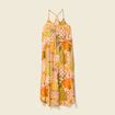 Robe longue droite orange corail femme