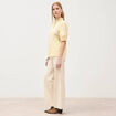 Chemise en coton manches coude jaune clair femme