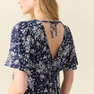 Robe évasée manches courtes bleu femme