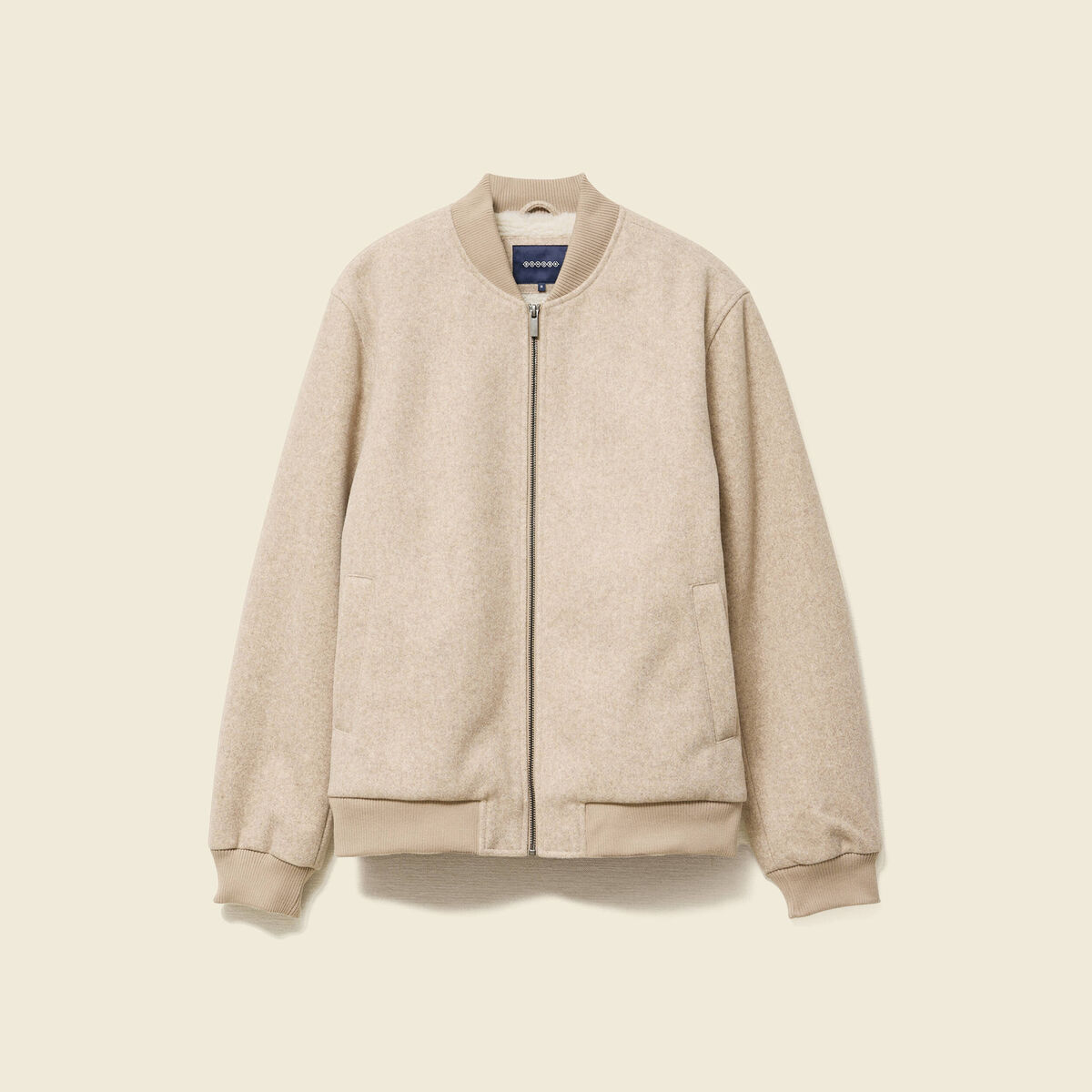 Blouson doubl&eacute; manches longues beige homme