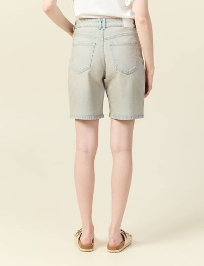 Bermuda droit en jean bleu ciel femme