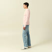 Pull fin col rond manches longues rose poudr&eacute;e homme