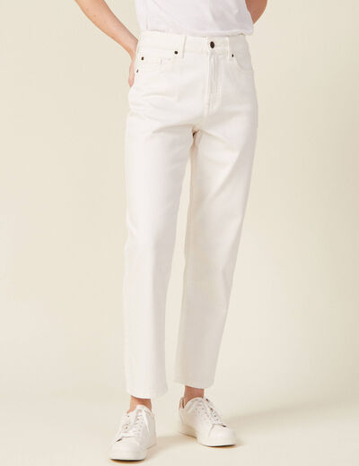 Jeans straight 5 poches denim blanc femme