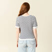 Pull manches courtes bleu foncé femme