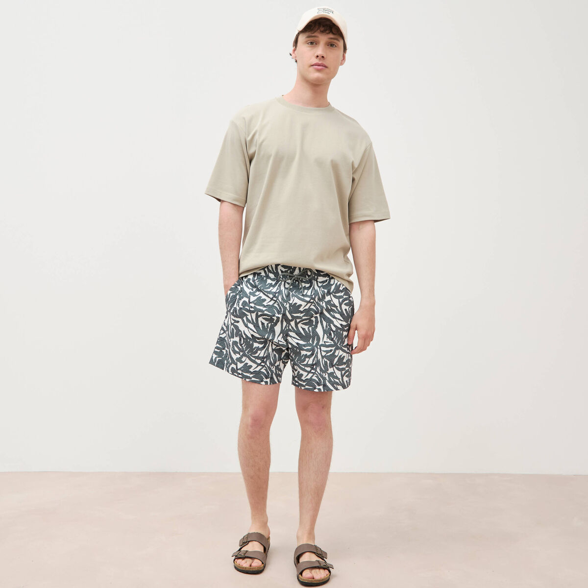 T-shirt manches courtes beige homme
