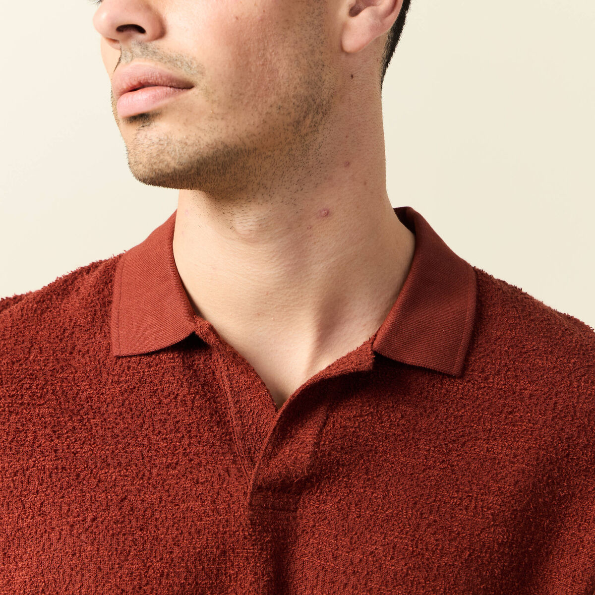 Polo manches courtes marron cognac homme