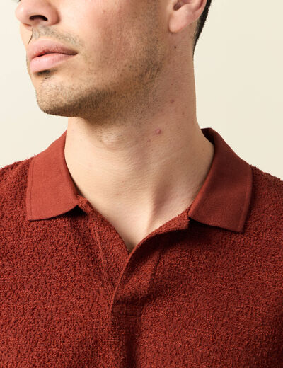 Polo manches courtes marron cognac homme