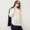 Chemise manches longues col am&eacute;ricain blanc femme