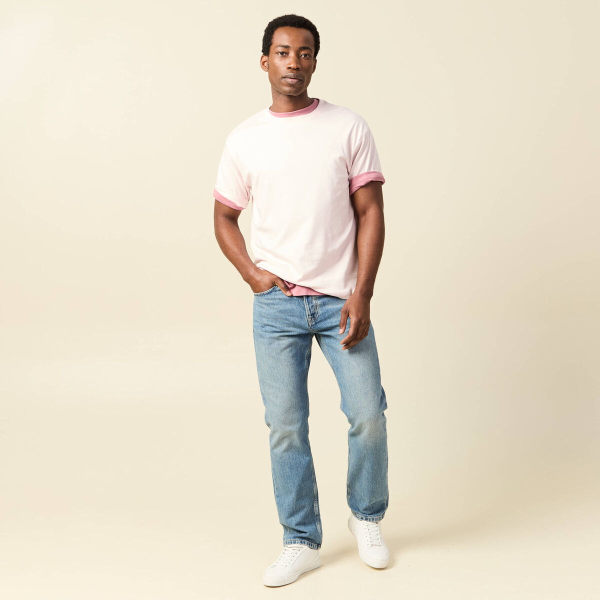 T-shirt manches courtes rose clair homme
