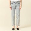 Jeans girlfriend 5 poches denim snow bleu femme