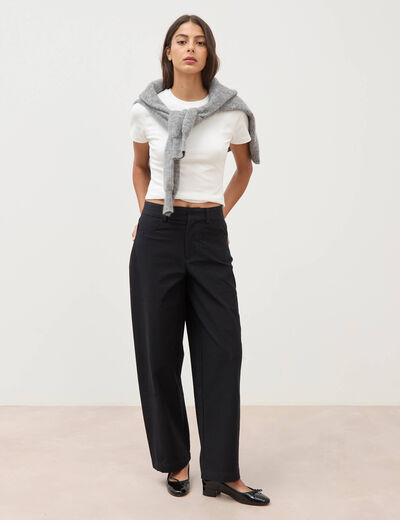 Pantalon coupe regular noir femme