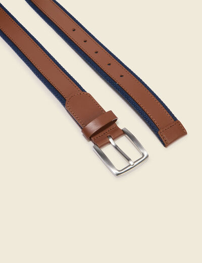 Ceinture large bi-mati&egrave;re bleu marine homme