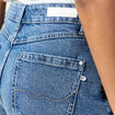 Jupe-short droite en jean denim stone femme