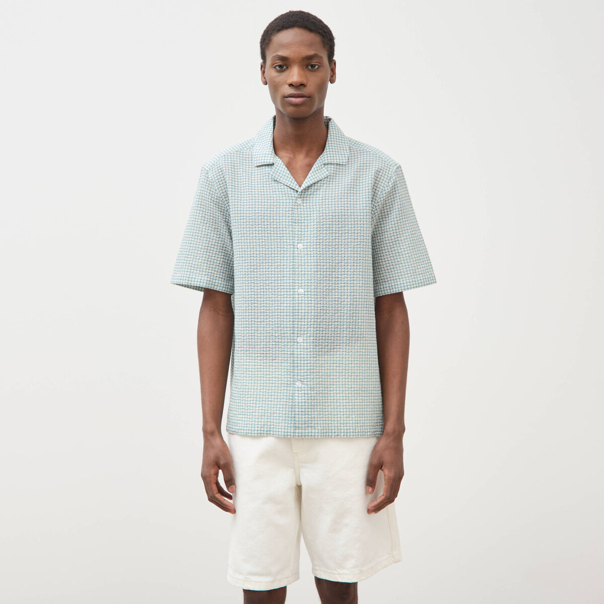 Chemise boyfriend manches courtes vert clair homme