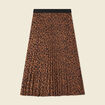 Jupe longue droite plissée marron foncé femme