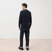 Pull col rond manches longues bleu marine homme