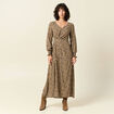 Robe longue &eacute;vas&eacute;e taupe femme