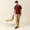 Polo manches courtes marron cognac homme