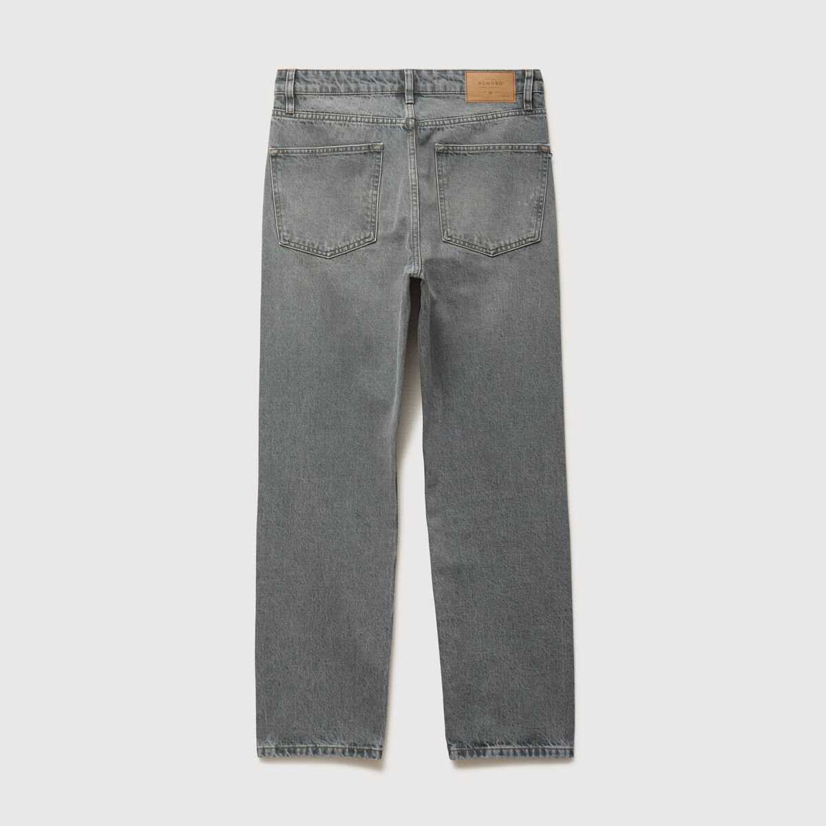 Jeans straight longueur 32 en coton denim gris homme