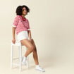 Pull manches courtes rouge femme