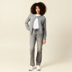Jeans straight taille haute 7/8&egrave;me denim gris clair femme
