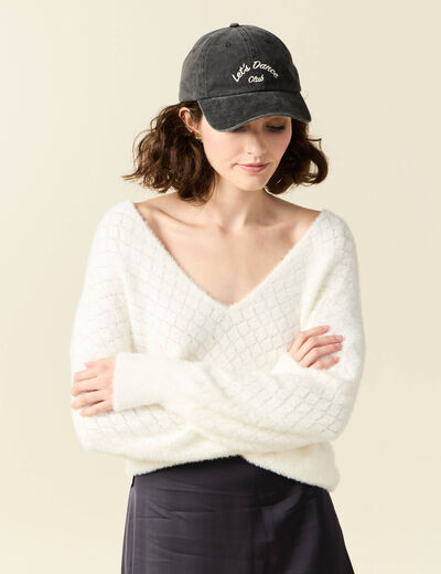 Pull manches longues ecru femme