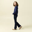 Pull ajour&eacute; manches longues en coton bleu marine femme