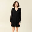 Robe évasée plissée noir femme
