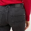 Jeans straight 7/8&egrave;me taille haute denim noir femme
