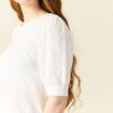 Pull manches courtes ajouré ecru femme