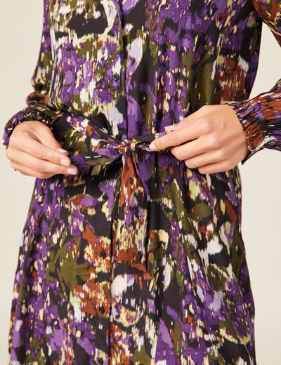 Robe patineuse ceintur&eacute;e noir femme