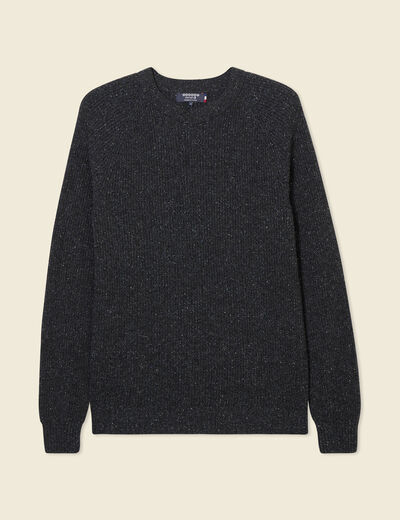 Pull manches longues fabriqu&eacute; en France gris fonc&eacute; homme