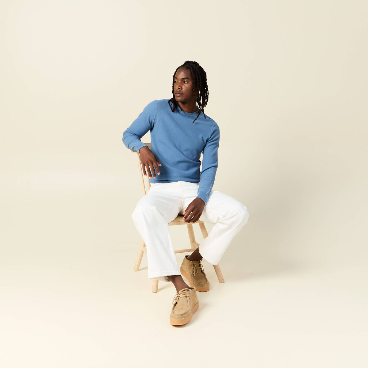 Pull éco-responsable bleu gris homme