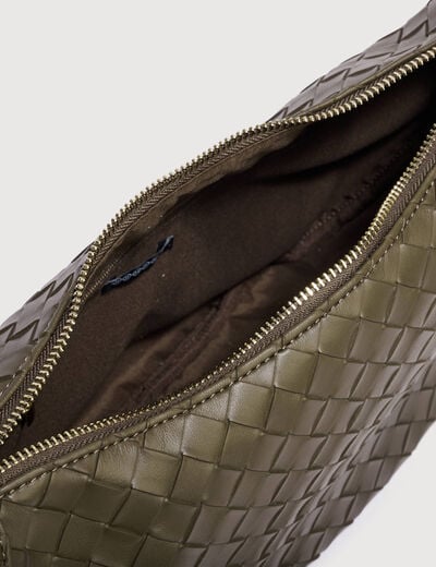 Sac bandouli&egrave;re tress&eacute; avec doublure vert olive femme